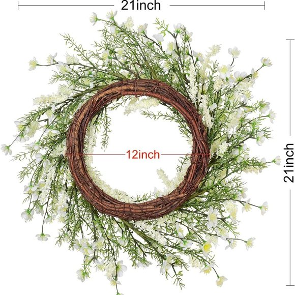 New White Flower Blossom Wreath - Picture 4 of 7